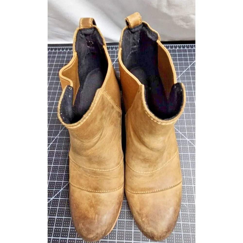 SOREL Lea wedge‎ Joan of Arctic boots woman 8.5 Tal leather slip on